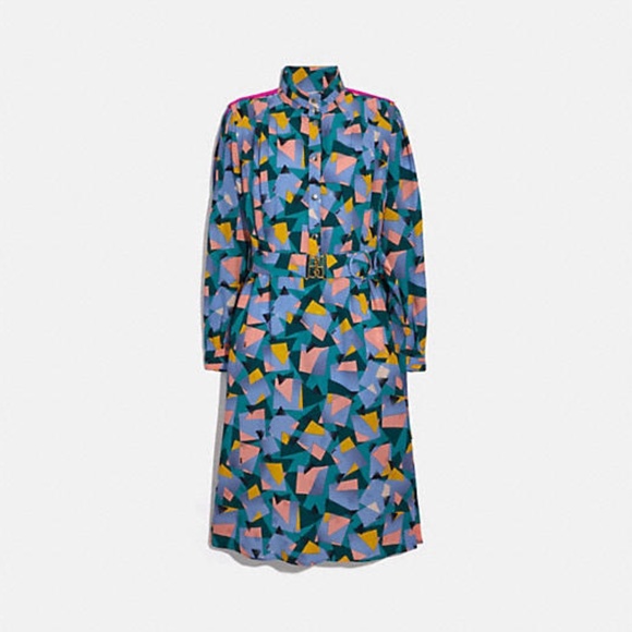 Bold Geo Mock Neck Dress With Sporty Stripe from Coach - Picture 4 of 5